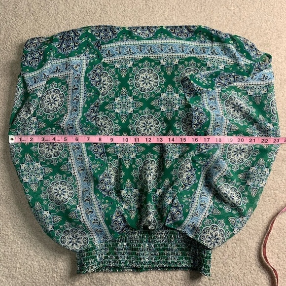 Max Studio Boho Batwing Floral Top Women Small Green - Picture 5 of 8